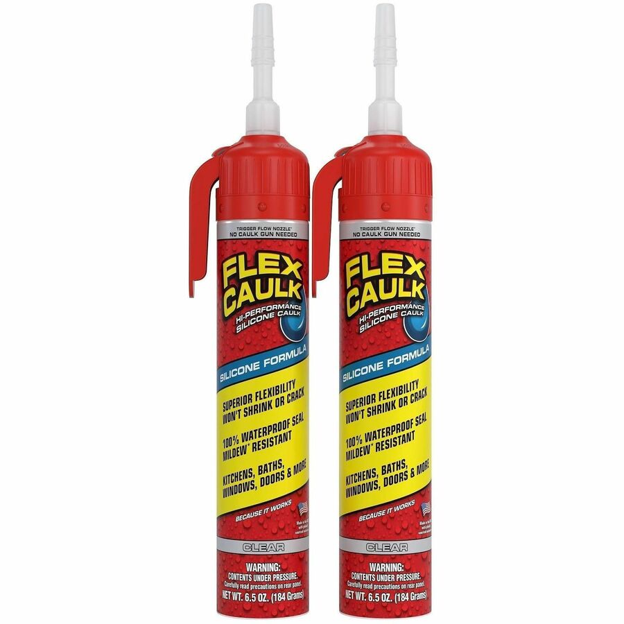 FLEX SEAL Advanecd High-Performance Caulk - Silicone - Clear - 0.41 lb - 1