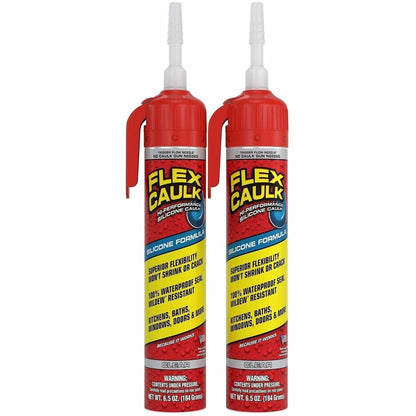 FLEX SEAL Advanecd High-Performance Caulk - Silicone - Clear - 0.41 lb - 1