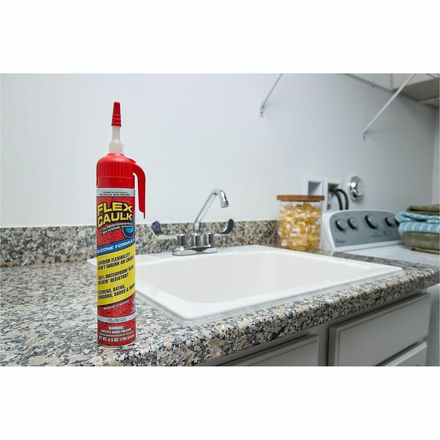 FLEX SEAL Advanecd High-Performance Caulk - Silicone - Clear - 0.41 lb - 1