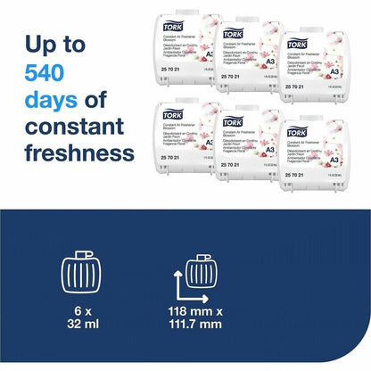 TORK Constant Air Fresheners Blossom Scent - 1.1 fl oz (0 quart) - Blossom - Odor Neutralizer - 6 / Carton