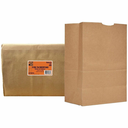 AJM 1/6 BBL #75 Kraft Paper Grocery Sacks - 6.72 gal Capacity - Natural Kraft - Paper - Foodservice, Grocery, Supplies -