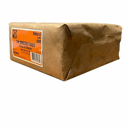 AJM #2 Kraft Paper Grocery Bags - #2 - 2.40" Length x 4.30" Width - Brown - Paper - Grocery, Supplies - Recycled - 500 /