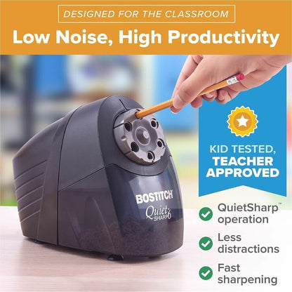 Bostitch Quiet Sharp 6 Electric Pencil Sharpener - 6 Hole(s) - Black - 1 Each