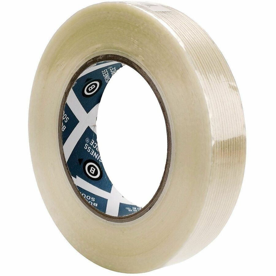Business Source Filament Tape - 60 yd Length x 1" Width - 3" Core - White - Film (Fiberglass Reinforced) Backing - 1 Rol