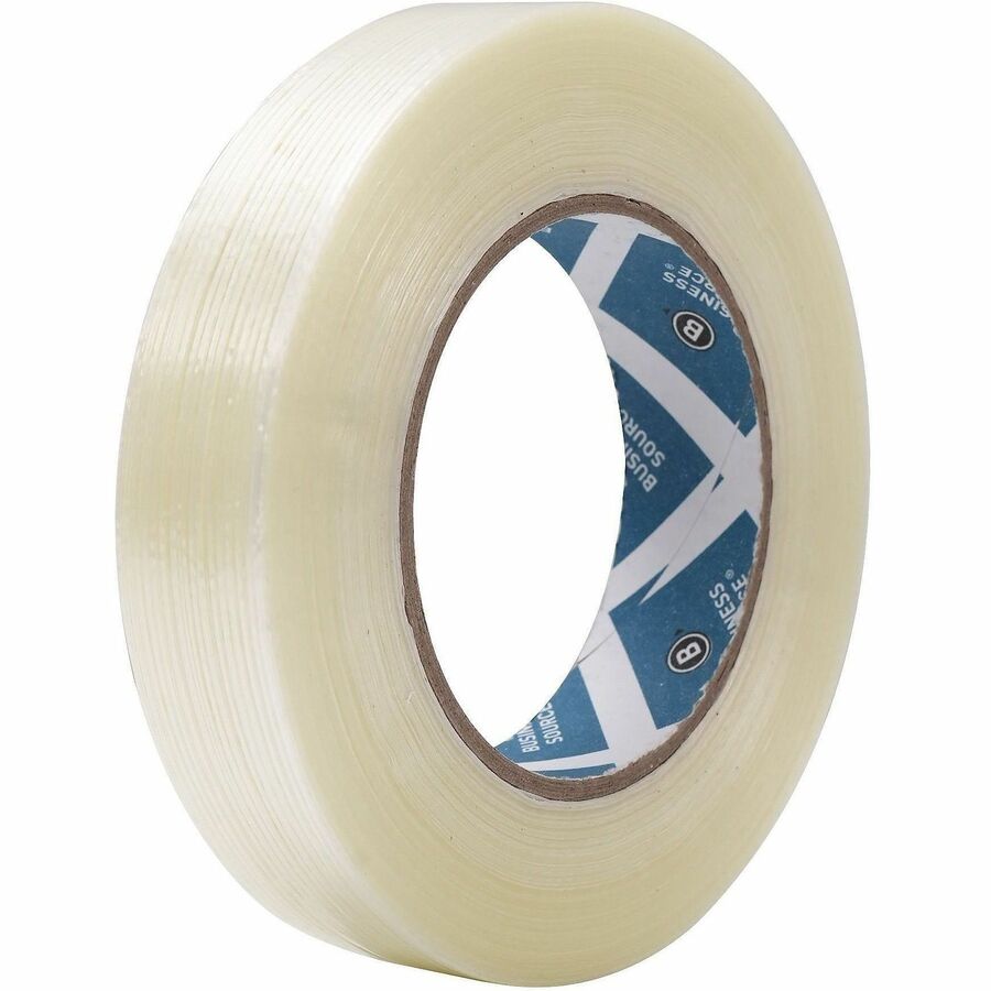 Business Source Filament Tape - 60 yd Length x 1" Width - 3" Core - White - Film (Fiberglass Reinforced) Backing - 1 Rol
