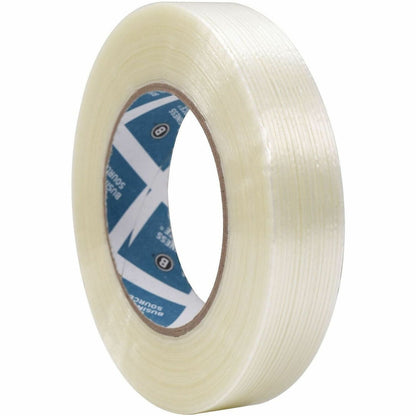 Business Source Filament Tape - 60 yd Length x 1" Width - 3" Core - White - Film (Fiberglass Reinforced) Backing - 1 Rol