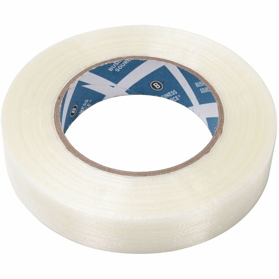 Business Source Filament Tape - 60 yd Length x 1" Width - 3" Core - White - Film (Fiberglass Reinforced) Backing - 1 Rol