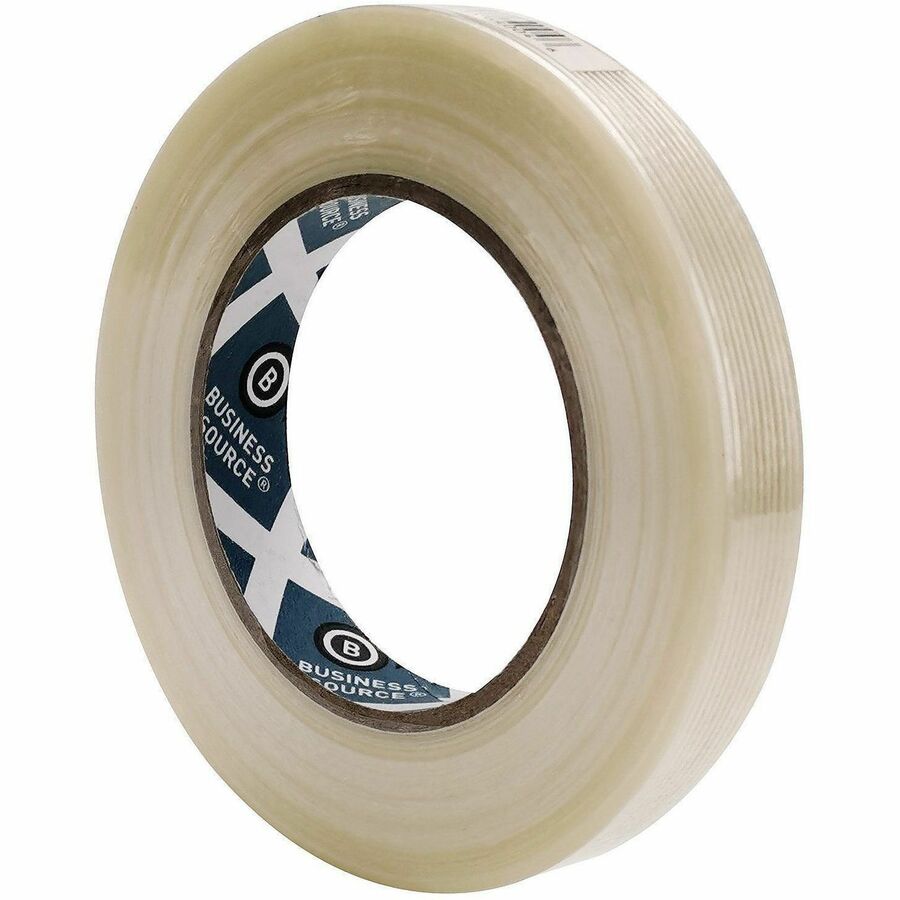 Business Source Filament Tape - 60 yd Length x 0.75" Width - 3" Core - White - Film (Fiberglass Reinforced) Backing - 1 