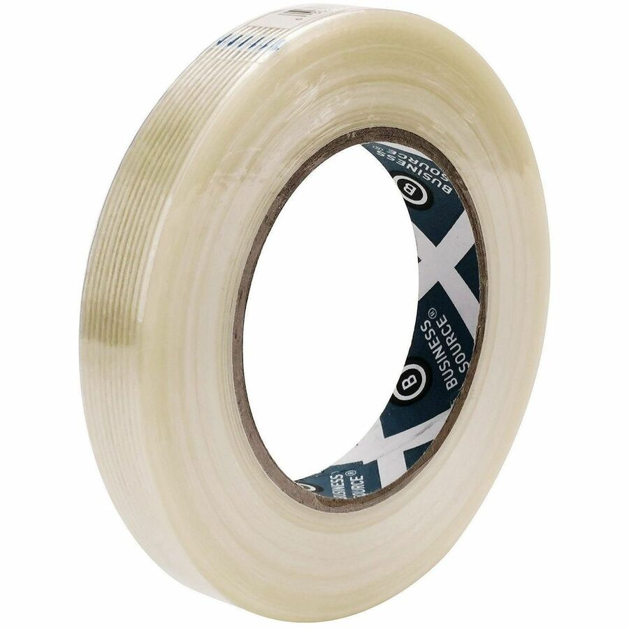 Business Source Filament Tape - 60 yd Length x 0.75" Width - 3" Core - White - Film (Fiberglass Reinforced) Backing - 1 