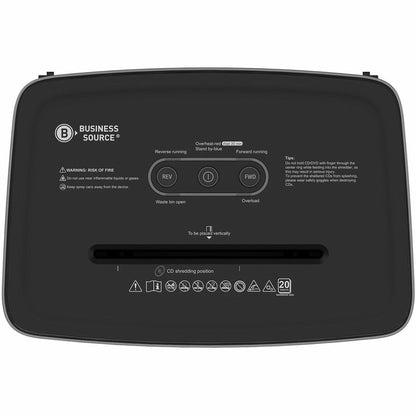 Business Source 6.6-Gallon Bin Cross-Cut Shredder - Cross Cut - 20 Per Pass - for shredding Paper, Staples, Credit Card 