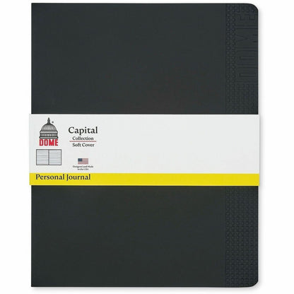 Dome Personal Journal - 8×10 Inch Softcover Black Lined Journal Notebook - 192 Pages - 60 lb Basis Weight - 8" x 10" She