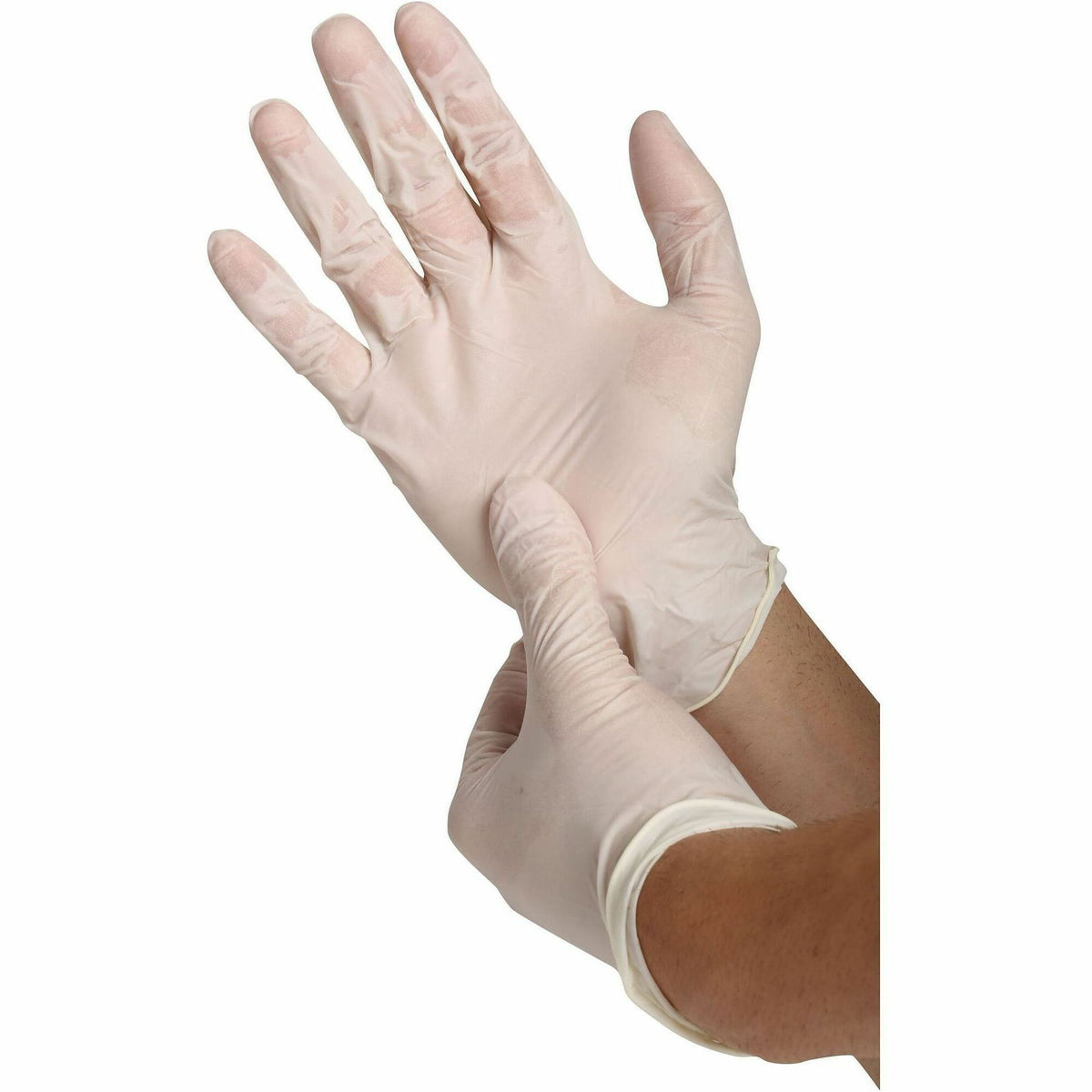 Genuine Joe Powder-Free Latex Work Gloves - 4 mil Thickness - Small Size - Latex - White - Powder-free - 100 / Box