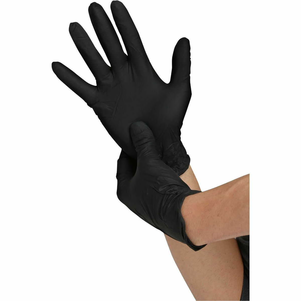 Genuine Joe Heavy-Duty Powder-Free Nitrile Gloves - 5 mil Thickness - Medium Size - Nitrile - Black - 10 / Carton