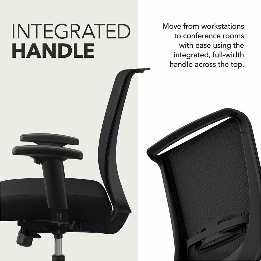 HON Convergence Synchro Tilt Task Chair - Black Back Color - Mesh Back Material - 5-star Base - Red - Armrest - 1 Each