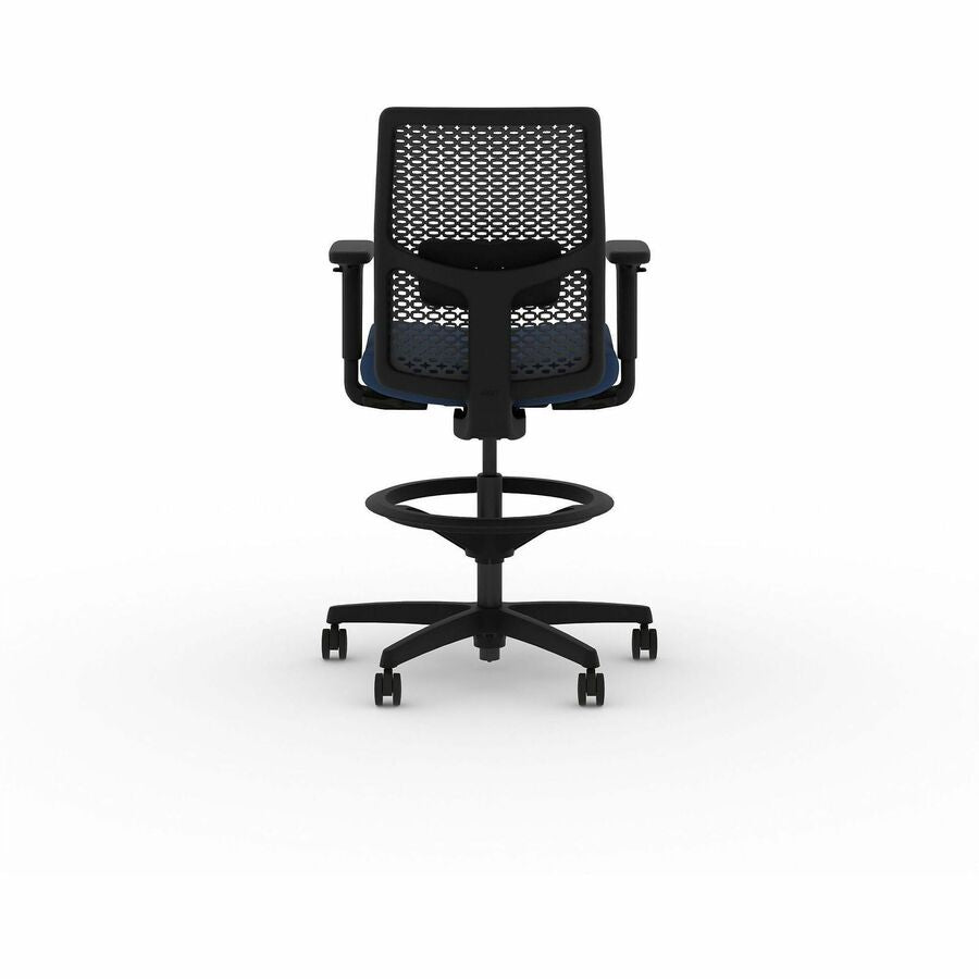 HON Ignition ReActiv Low-Back Task Stool - Charcoal Back Color - Low Back - Blue - 1 Each