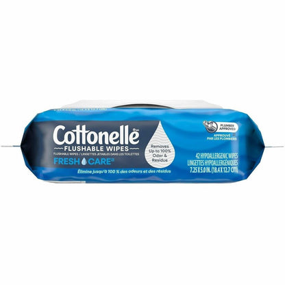 Cottonelle Flushable Wipes - 3.75" Width x 5.50" Length - CleaningRipples Texture - White - Fiber - 12 / Carton