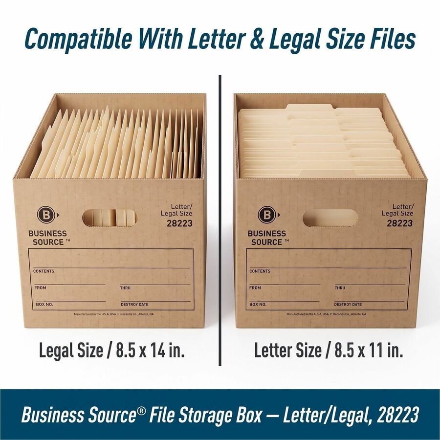 Business Source Economy Medium-Duty Storage Boxes - Media Size Supported: Letter, Legal - Lift-off, Lid Closure - Medium