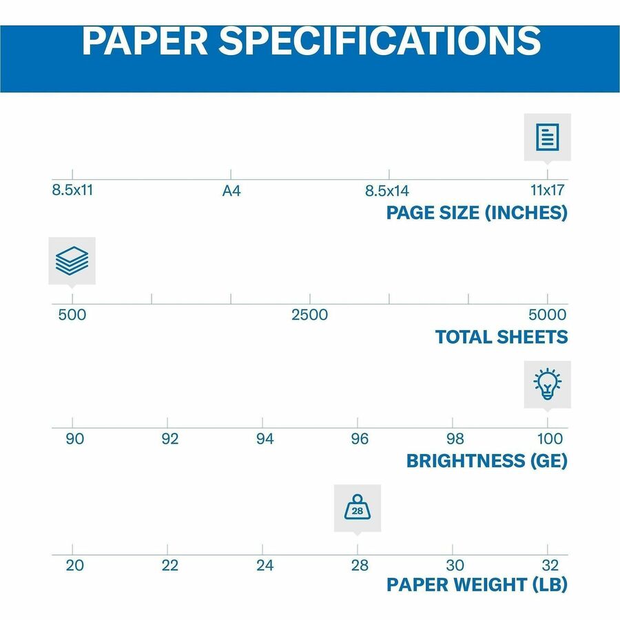 Hammermill Premium Color Copy Paper - 100 Brightness - Ledger/Tabloid - 11" x 17" - 28 lb Basis Weight - Ultra Smooth - 