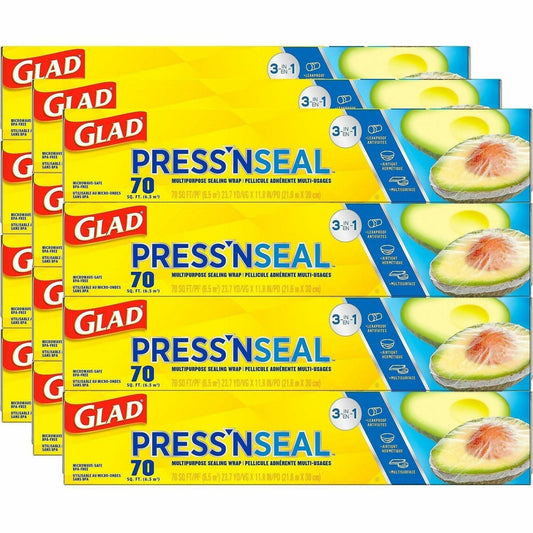 Glad Press'N Seal Multipurpose Wrap - 11.80" Width x 71.10 ft Length - Leak Proof, BPA Free, Microwave Safe, Airtight - 