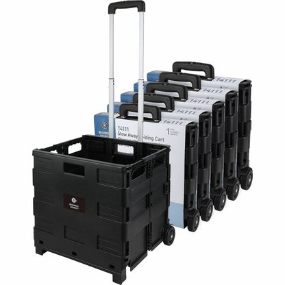 Business Source Stow-and-Go Mobile Storage Crate - Telescopic Handle - 60 lb Load Capacity - 0.06yd³ Volume Capacity - 2