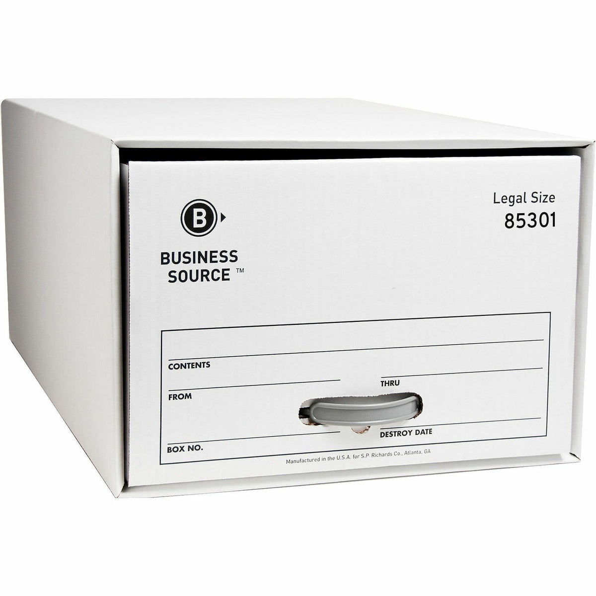 Business Source Drawer Storage Boxes - Media Size Supported: Legal - Heavy Duty - Stackable - Plastic - White - 6 / Cart