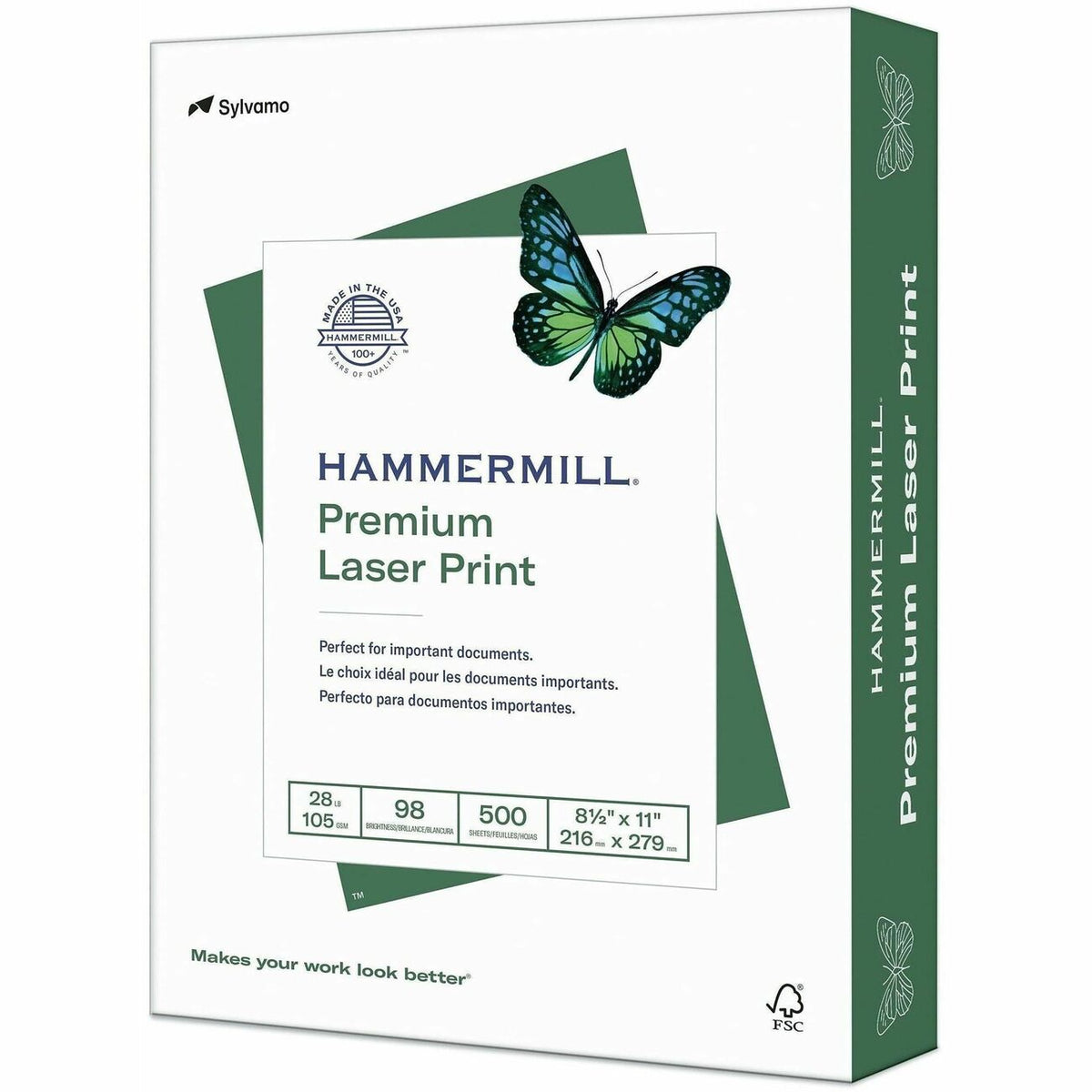 Hammermill Premium 28 lb Laser Print Paper - Letter - 8 1/2" x 11" - 28 lb Basis Weight - Ultra Smooth - FSC - Jam-free,