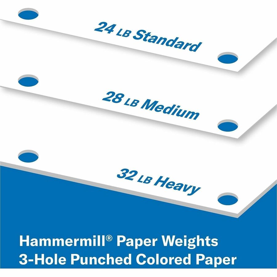 Hammermill Premium 3HP Laser Print Paper - White - 3-Hole Punched - 98 Brightness - Letter - 8 1/2" x 11" - 24 lb Basis 