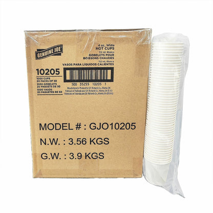 Genuine Joe 4oz Hot-and-Cold Beverage Cups - 4 fl oz - White - Polyethylene - Beverage, Hot Drink, Breakroom, Coffee, Te