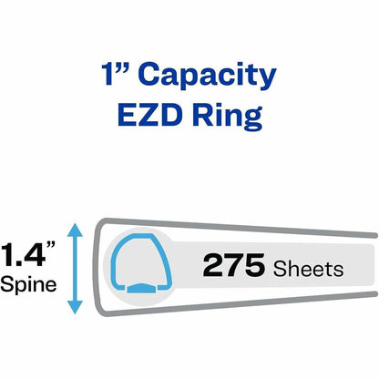 Avery® One Touch Heavy-Duty View Binder - 1" Binder Capacity - 275 Sheet Capacity - 1 2/5" Spine Width - 1" Ring - Faste