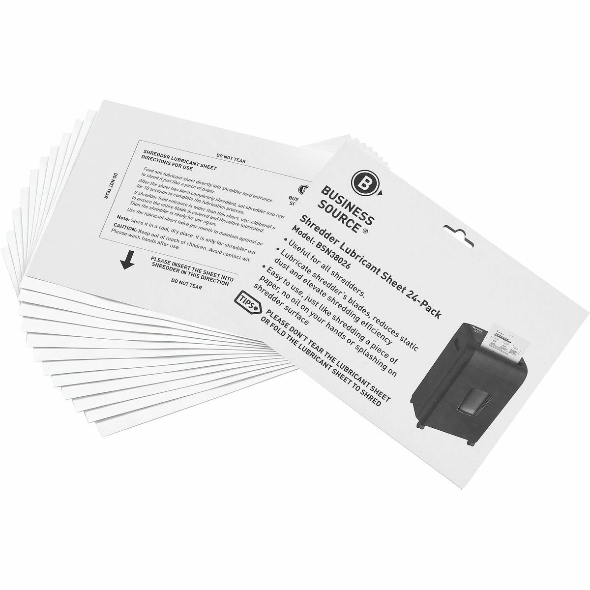 Business Source Shredder Lubricant Sheets - Easy to Use, No-mess - White