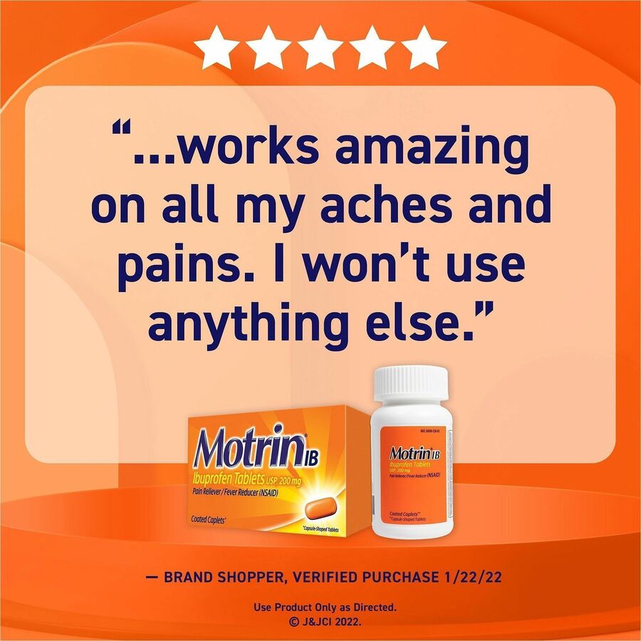 Motrin Ibuprofen Pain Reliever - For Headache, Pain, Fever, Common Cold, Muscular Pain, Arthritis, Toothache, Backache, 