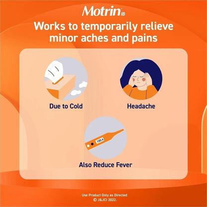 Motrin Ibuprofen Pain Reliever - For Headache, Pain, Fever, Common Cold, Muscular Pain, Arthritis, Toothache, Backache, 