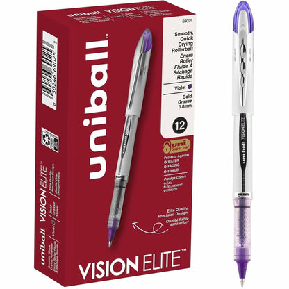 uni® Vision Elite Rollerball Pen - 0.8 mm Pen Point - Refillable - Purple Ink - Gel-based - Stainless Steel, Tungsten Ca