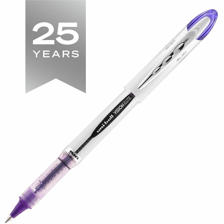 uni® Vision Elite Rollerball Pen - 0.8 mm Pen Point - Refillable - Purple Ink - Gel-based - Stainless Steel, Tungsten Ca