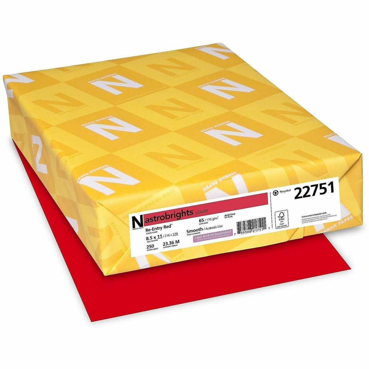 Astrobrights Colored Cardstock - Letter - 8 1/2" x 11" - 65 lb Basis Weight - FSC - High-impact, Acid-free, Lignin-free,