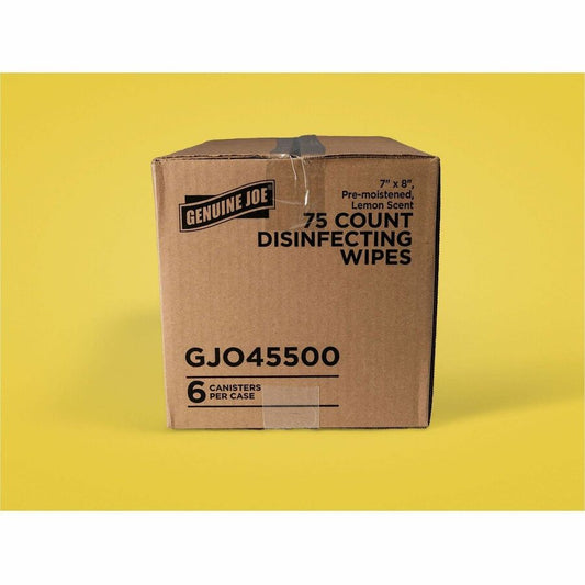 Genuine Joe Broad-Spectrum Disinfectant Wipes - For Multi Surface - Wipe - Lemon Scent - Recommended For: Bacteria Remov