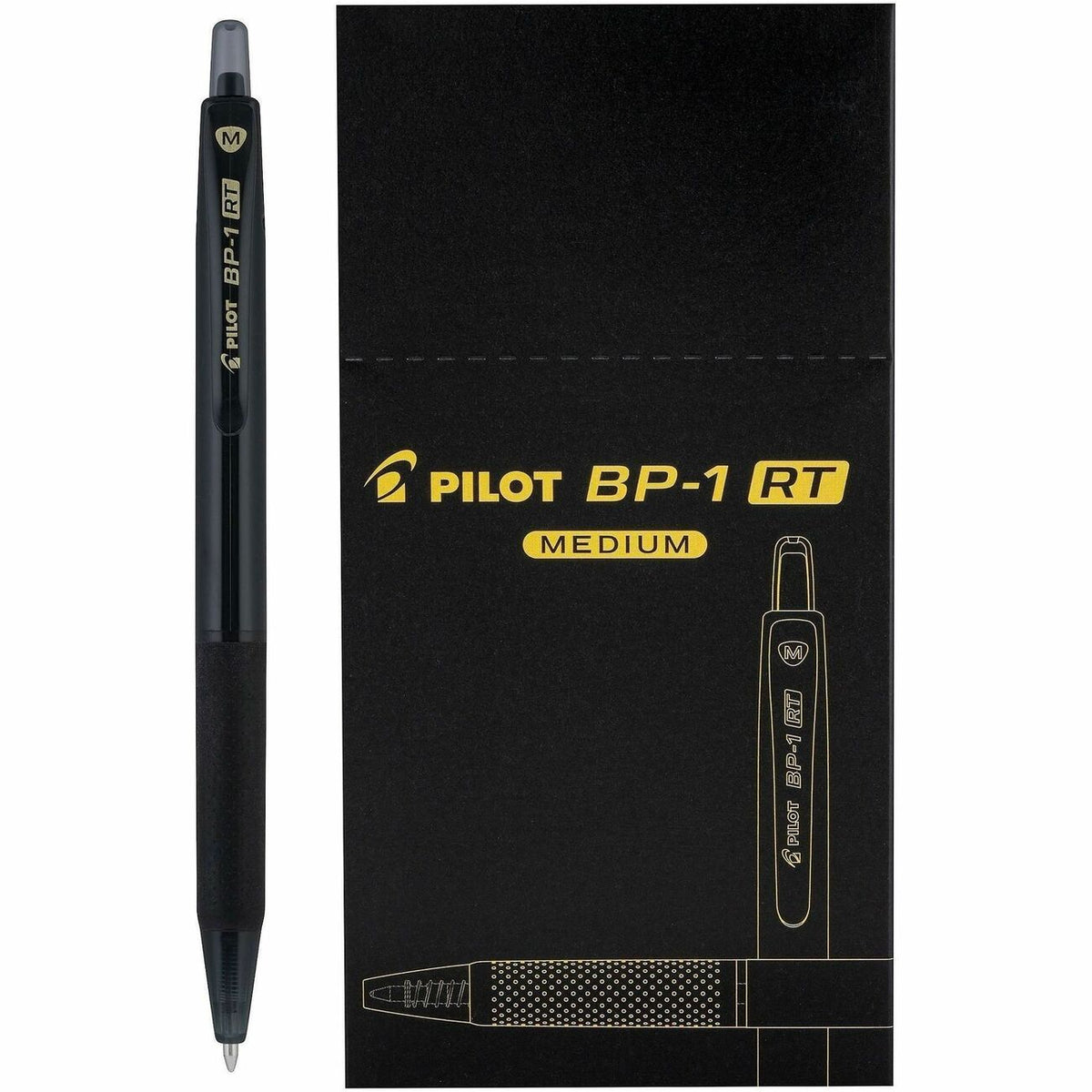Pilot BP-1 RT Ballpoint Pens - 1.0 mm Pen Point - Retractable - Black Ink - Oil Based - Stainless Steel Tip - Writing, S