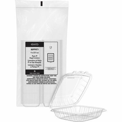 Dart 9" Hinged Food Container - Food, Food Storage, Salad - Clear - Plastic, Polypropylene Body - 75 / Pack