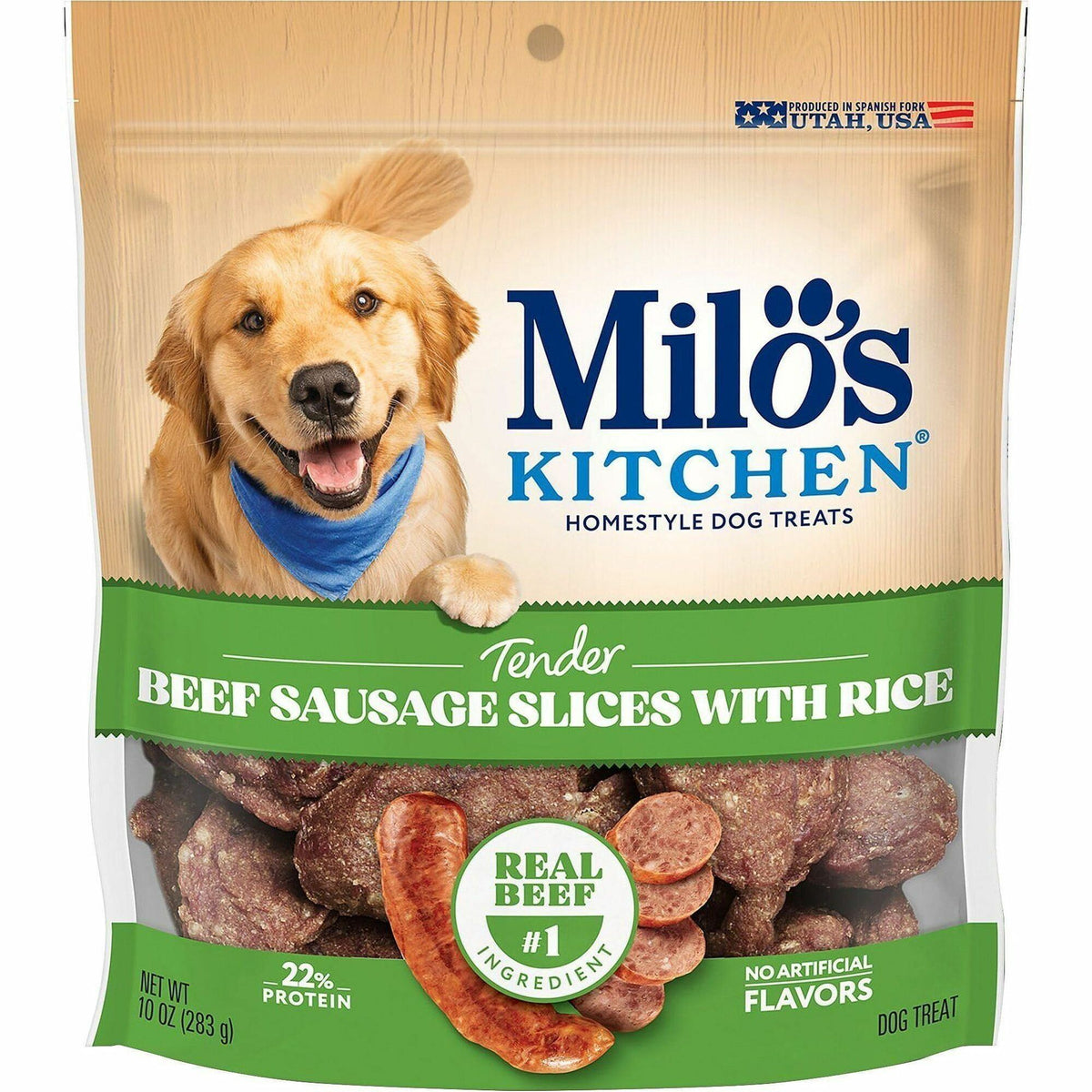 Milo's Kitchen Beef & Rice Dog Treats - For Dog - Sliced - Beef Sausage, Rice - 10 oz - 1 Each