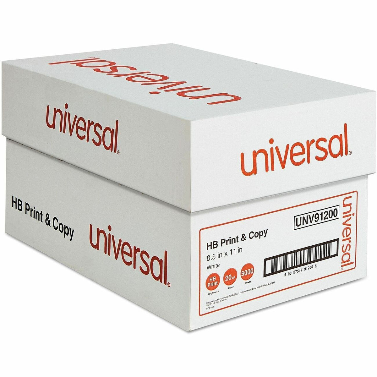 Universal High-Bright Multi-Purpose Paper - Letter - 8 1/2" x 11" - 20 lb Basis Weight - Smooth - High Brightness, Print