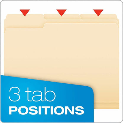 Business Source 1/3 Tab Cut Letter Top Tab File Folder - 8 1/2" x 11" - 3/4" Expansion - Top Tab Location - 11 pt. - Pap