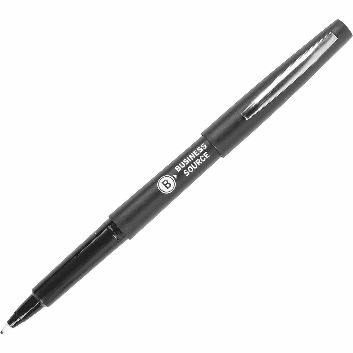 Business Source Porous Point Pens - 0.7 mm Medium Pen Point - Black Ink - Liquid - Drawing, Writing - 12 / Dozen