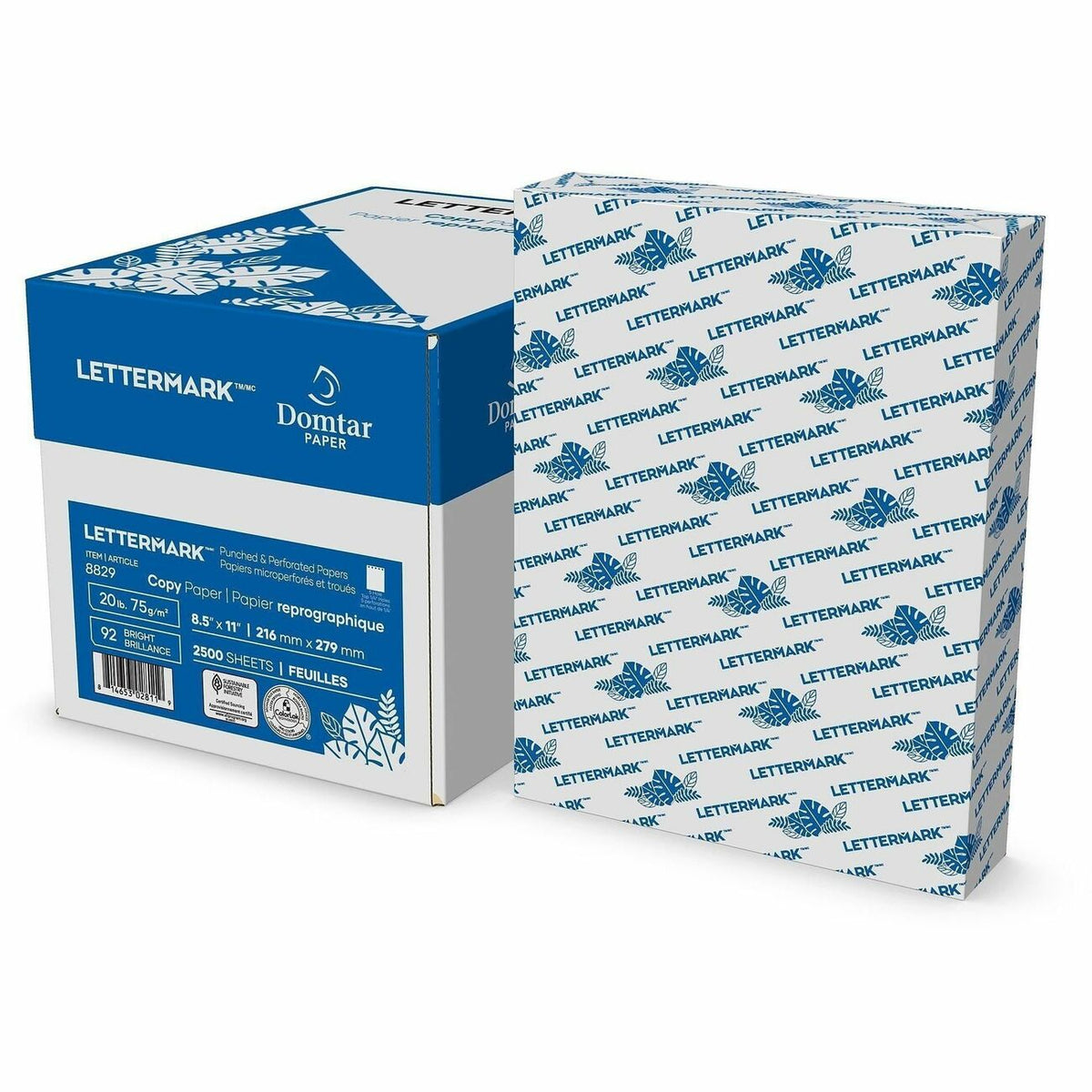 Lettermark Punched Copy Paper - 5-Hole Punched - 92 Brightness - 88 Opacity - Letter - 8 1/2" x 11" - 20 lb Basis Weight