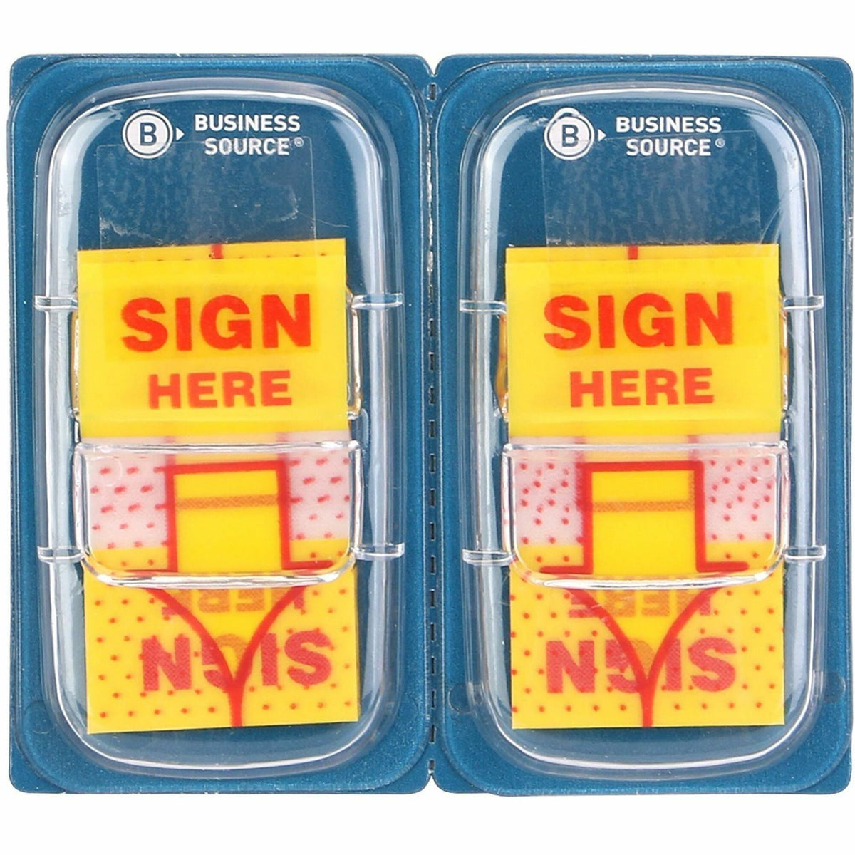 Business Source Sign Here Arrow Page Flags - 1" Flag/Note Width x 1 3/4" Flag/Note Length - Arrow - SIGN HERE - Yellow -