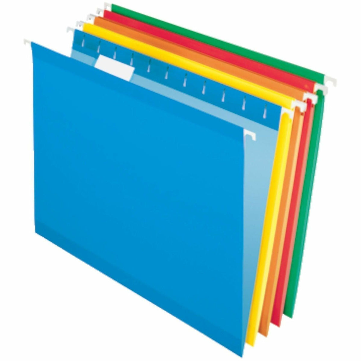 Business Source 1/5 Tab Cut Letter Hanging Folder - 8 1/2" x 11" - 3/4" Expansion - 11 pt. - Paper Stock - Assorted - 25