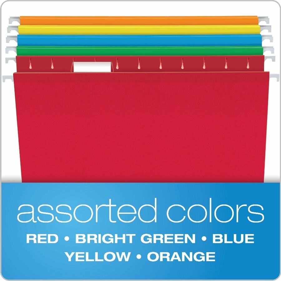 Business Source 1/5 Tab Cut Letter Hanging Folder - 8 1/2" x 11" - 3/4" Expansion - 11 pt. - Paper Stock - Assorted - 25