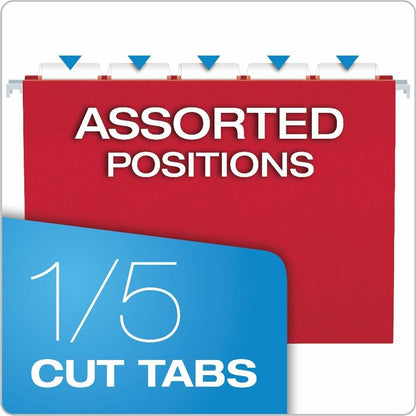 Business Source 1/5 Tab Cut Letter Hanging Folder - 8 1/2" x 11" - 3/4" Expansion - 11 pt. - Paper Stock - Assorted - 25