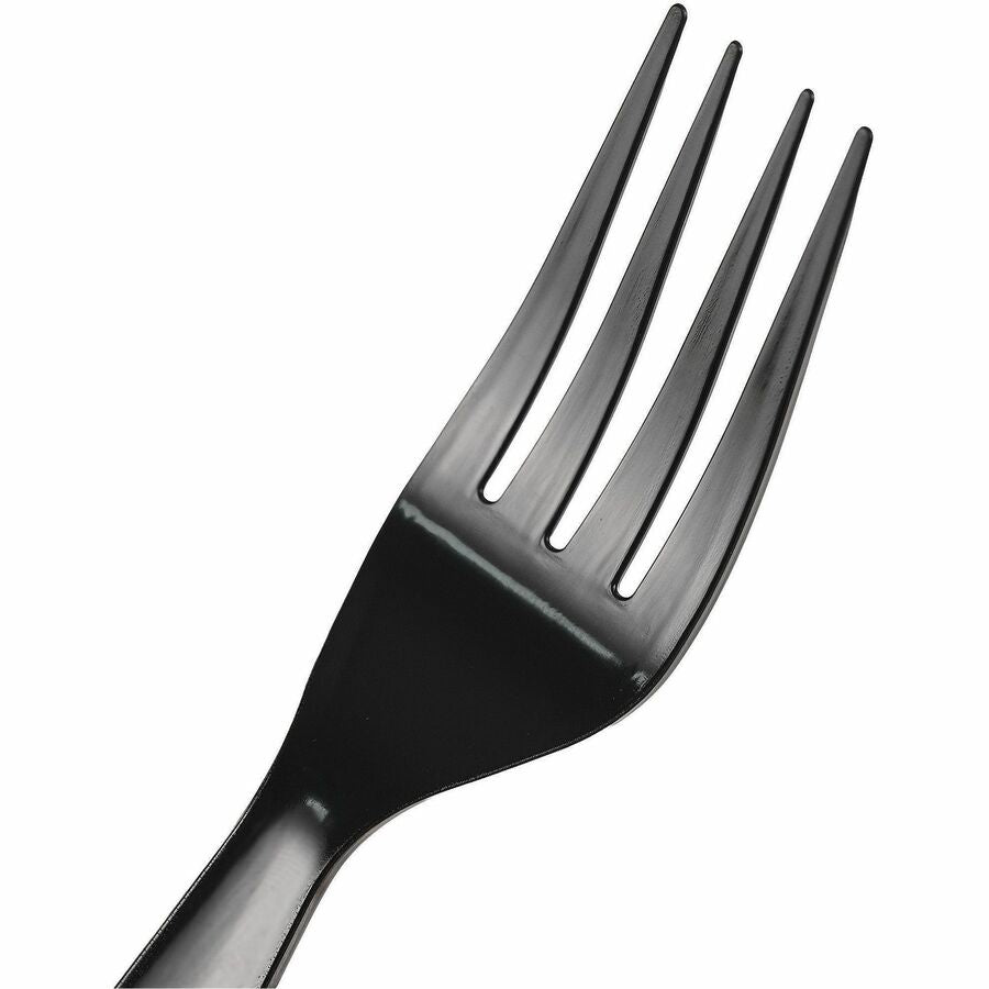 Genuine Joe Disposable Polystyrene Cutlery - Fork - Fork - Food, Cafeteria, Breakroom - Disposable - Polystyrene - Black