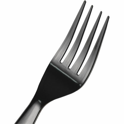 Genuine Joe Disposable Polystyrene Cutlery - Fork - Fork - Food, Cafeteria, Breakroom - Disposable - Polystyrene - Black