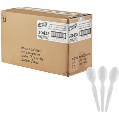 Genuine Joe Disposable Polystyrene Cutlery - Spoon - Spoon - Food, Cafeteria, Breakroom - Disposable - Polystyrene - Whi